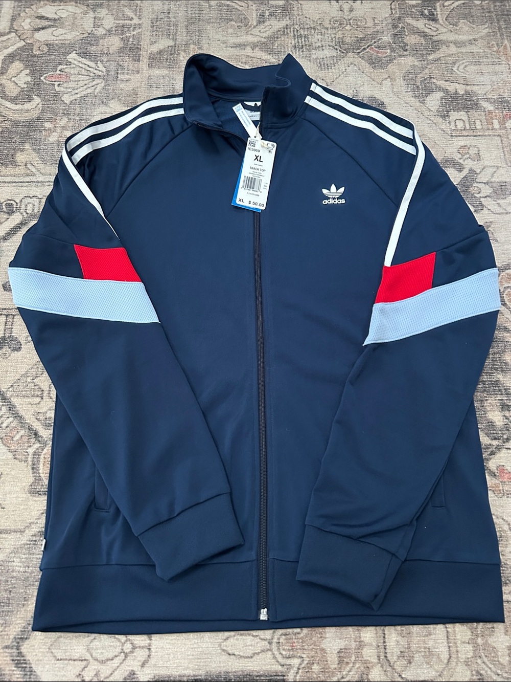 adidas Navy Jacket with Red and Light Blue Accents